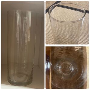 ガラス製 透明円筒形花瓶 高さ25cm直径10cm