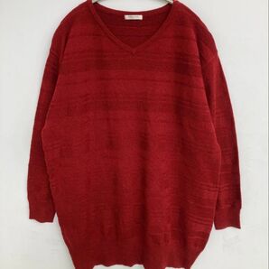 Vネックニットセーター レッド