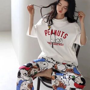 新商品 夏 パジャマ 可愛い ルームウエア 半袖 薄手 スヌーピー