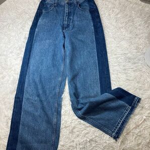 AZUL BY MOUSSY サイドライン ワイドデニム サイズ26 (L相当)デニムパンツ コットン ジーンズ