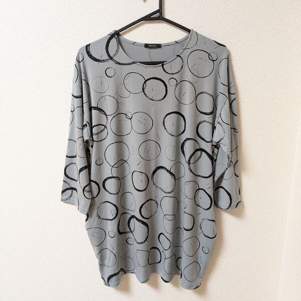 PREZZO Tシャツ チュニック カットソー グレー 七分袖 丸柄