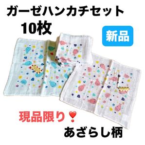 10枚 ガーゼハンカチセット 裏パイル地 あざらし