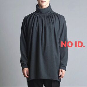 【NO ID.】 ランダムテレコタートルネックロンTシャツ グレー