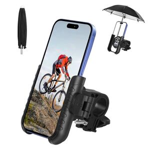 自転車 スマホホルダー 防雨 ミニ傘 付き 片手操作