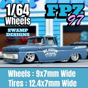 【FPZ97】1/64 ホイール 大径幅広 深リム 1/64ミニカーカスタムタイヤ&ホイールセット未塗装 ピックアップ
