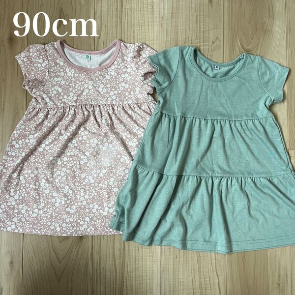 2点セット ベビー 半袖 チュニック ワンピース 90cm 西松屋