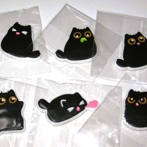 【黒猫 冷蔵庫 マグネット 6個 B】猫 ネコ 磁石 キッチン雑貨 キュート かわいい 可愛い クロネコ 癒やし 癒し 癒し系