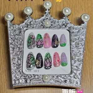 キャラクターモチーフネイル 再販 鬼滅の刃 胡蝶しのぶ 人気 アニメ 映画 無限城 蝶 パーツ ネイルチップ