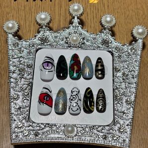 No.61 キャラクターモチーフネイル 鬼滅の刃 愈史郎 ハンドメイド 人気 アニメ 映画 鬼 推し活 推しネイル 無限城