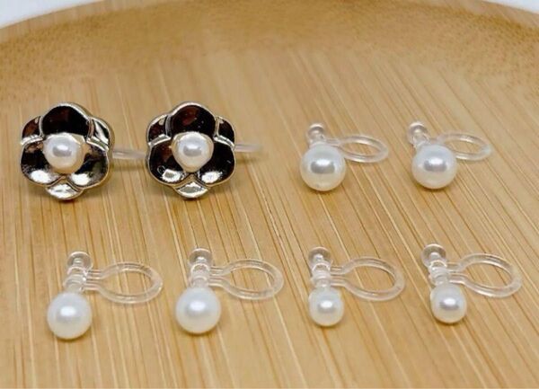 【711】樹脂パールノンホールピアス4ペア アレルギー対応イヤリング シンプルデザイン オケージョン セレモニースタイル 真珠