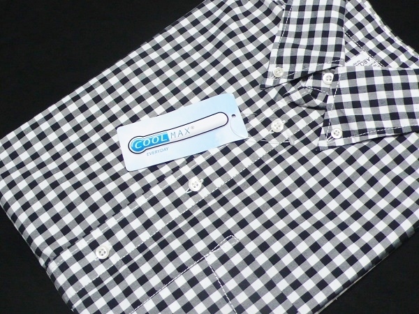 新品C.A.B.CLOTHINGキャブ・クロージング速乾半袖ボタンダウンシャツS白黒ギンガム