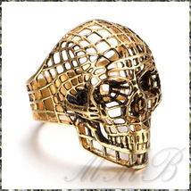 [RING] スケルトン メッシュ ガイコツ SKULL バイカーリング GOLD 21号 【送料無料】_画像2