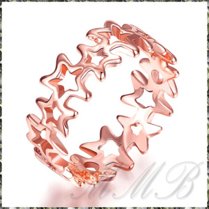 [RING] 14K 585 Rose Gold Plated Lovely Stars ピンク ゴールド エターナルスター 星 リング 11号 【送料無料】