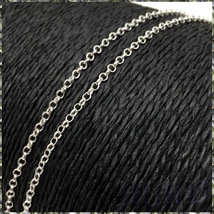 [NECKLACE] 925 Sterling Silver Plated Round Link Rolo ラウンド 丸アズキ チェーン シルバー ネックレス 2.5x710mm (6.5g) 【送料無料】_画像1