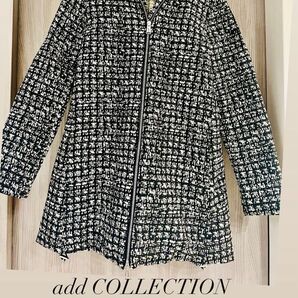 add COLLECTION ジャガードジャケット ツイード 黒白 Sサイズ