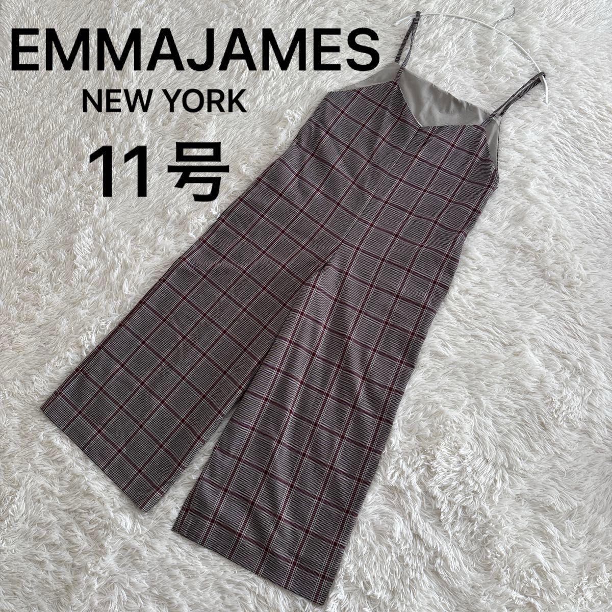 エマジェイムス EMMAJAMES　NEWYORK チェック柄 キャミソール　オールインワン ワイドパンツ グレー　11号