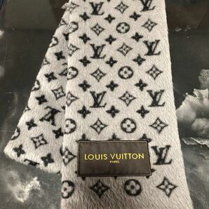 本物 ルイヴィトン アルパカマフラー グレー モノグラム 柄 高級 LV LOUIS VUITTON 