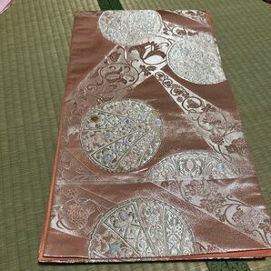 美品 袋帯 ピンク
