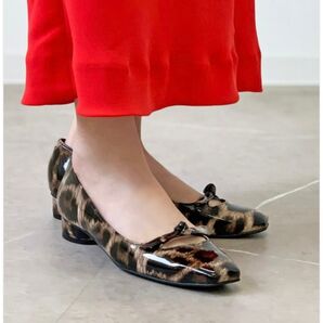 Dhyana. 完売品 希少 ディアナドット×金子綾 日本製 変形メリージェーン リボンパンプス エナメル レオパード 36.5