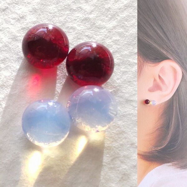 【21G/18G/16G】サージカルステンレスピアス イヤリング ボディピアス ガラスナギット2ペア No.739