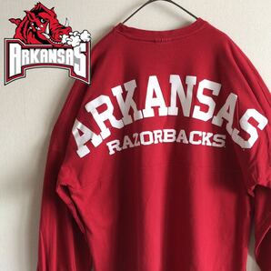 90s古着 ARKANSAS/アーカンソー カレッジ 長袖 バックプリント