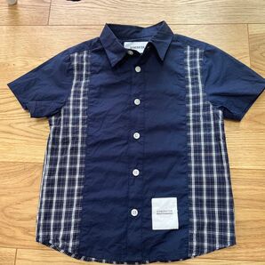 GENERATOR ジェネレーター 110cm チェックシャツ 半袖シャツ ネイビー 綿100