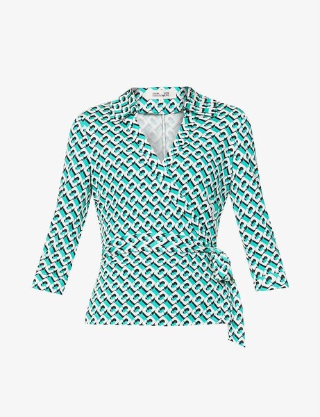 新品送料無料訳有M号/11号前後Diane von Furstenberg ダイアンフォンファステンバーグシルクジャージラップトップス