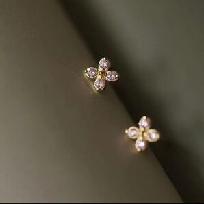 ピアス 四つ葉 ピンクゴールド