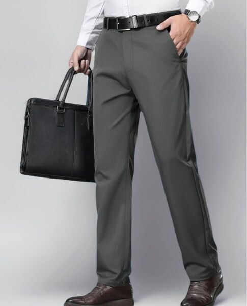 接触冷感 スラックス メンズ ズボン スーツパンツ ロングパンツ メンズ ビジネス 仕事着 パンツ ノータック ストレッチ ギフト