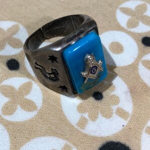 ホピ フリーメイソン ネイティブ ターコイズ シルバーリング BIG Lenny