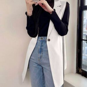 今田美桜 リボンベルト付きサイドスリットジレ