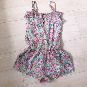 オールインワン 花柄 キャミソール ショートパンツ フリル グリーン ピンク 夏 最終値下げ