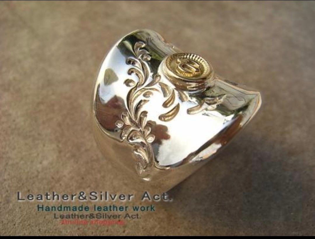 21号　無垢　幅広リング　メンズ　シルバー925 イーグルリング　重量感　ゴールド(k18)コンビ　イーグルリング　ハンドメイド