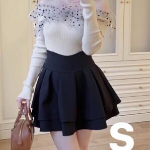 美脚になれるスカート インナーパンツ付 Sミシェルマカロン ミニスカート 美脚 黒 かわいい