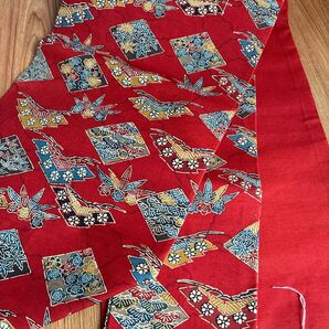 名古屋帯 和柄臙脂系