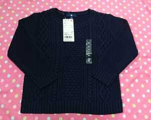  new goods *110* Uniqlo * cable crew neck sweater navy man woman OK
