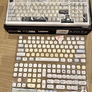 YUNZII YZ98 ゲーミング メカニカルキーボード 英語配列 ちいかわ キーキャップセット ホワイト ワイヤレス 白デスク