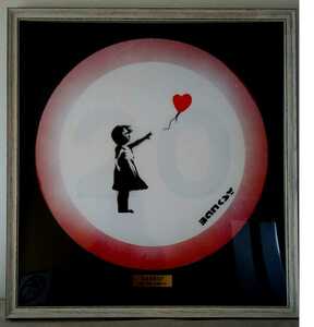 Banksy(バンクシー)のロードサイン『Girl with Balloon』道路標識。2010年頃イギリスで発見された作品■超希少Weston-super-mareの文字有
