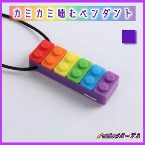 噛むペンダント カミカミ レインボー/パープル1個 自閉症 ADHD ネックレス