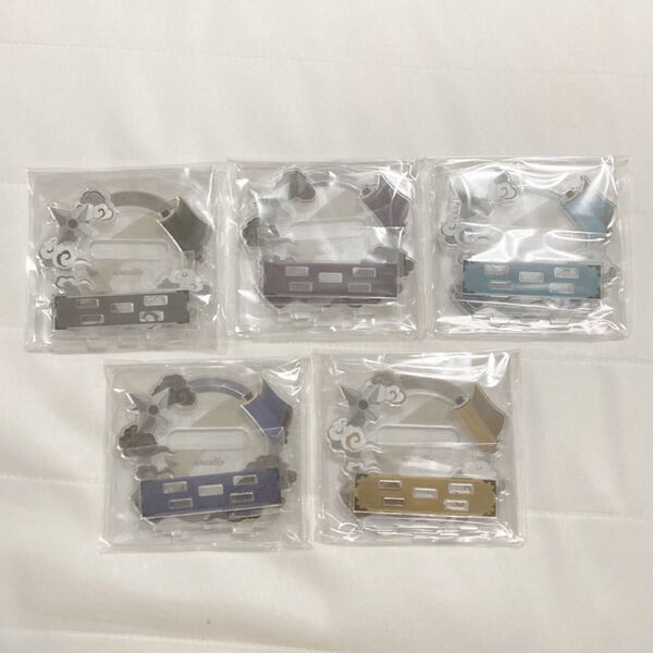 フクヤ キャラ福くじ 忍者 C賞 アクリル 缶バッジスタンド 推し活 黒 青 紫 水 黄