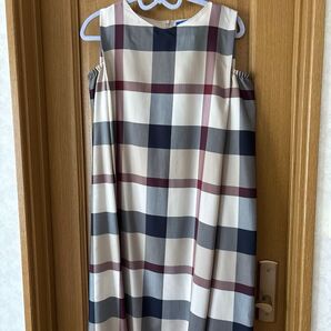 お値下げ ブルーレーベルクレストブリッジ ベージュチェックワンピース 36
