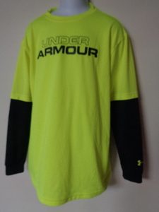  Under Armor UNDER ARMOUR piling put on manner training long sleeve re year T-shirt neon black YXL