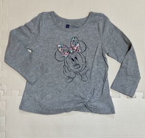 ★中古★baby GAP★ディズニー★ミニーマウス★ミニーちゃん★長袖Tシャツ★サイズ90★グレー★