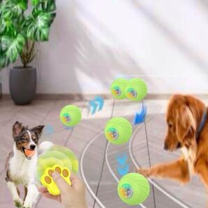 ペット用 自動ボール グリーンおもちゃ光るボール自動弾む+揺れ+転がる2モード付 リモコン付