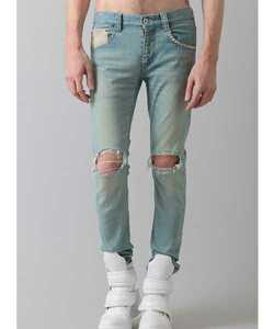 NO ID BLACK×OVERDESIGN 17SS кожа заклепки авария обтягивающие джинсы брюки размер 3 обычная цена 35200 NOID over дизайн 