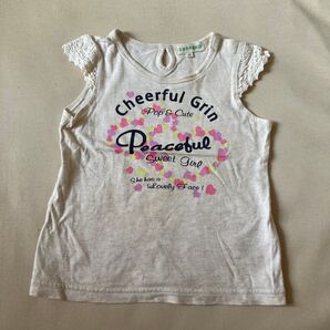 3can4on Tシャツ 90cm ハート柄 レース袖