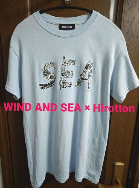 WIND AND SEA × Hirotton コラボ Tシャツ スカルプリント PARADOX ライトブルー ウィンダンシー