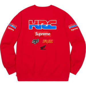 （L）未使用品 納品書付き Supreme Honda Fox Racing Crewneck Red Lサイズ シュプリーム ホンダ フォックス スウェットシャツ BOX LOGO