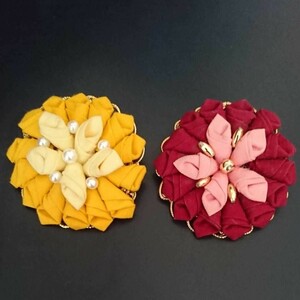 【未使用品】布 お花ブローチ 2個セット No.2