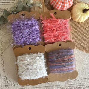 ハロウィン素材糸セット 【まきちゃん】4種類(b 毛糸 ファンシーヤーン 変わり糸 引き揃え糸に